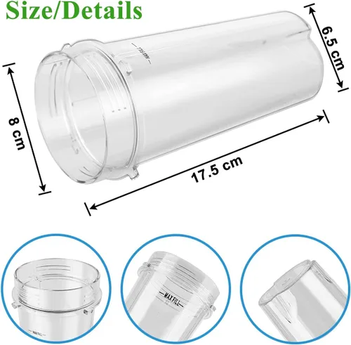 Vista 2 de Paquete de 2 vasos de 16 onzas para licuadora Ninja BL660/BL740 30/BL770/BL770AMZ/BL771/BL773CO/BL780/BL810/Fit Compact Personal Blender