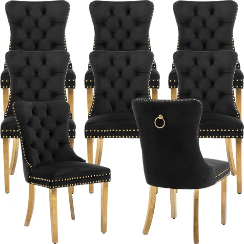 Vista 50 de Juego de 2 Sillas de Comedor Modernas de Mediados de Siglo, Tapizadas en Terciopelo Beige con Respaldo Acolchado, Sillas de Cocina y Comedor, Patas