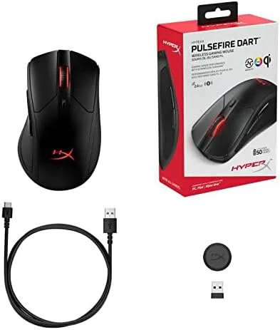 Vista 10 de HyperX Pulsefire Dart - Mouse inalámbrico RGB para juegos personalización controlada por software 6 botones programables batería de carga Qi hasta