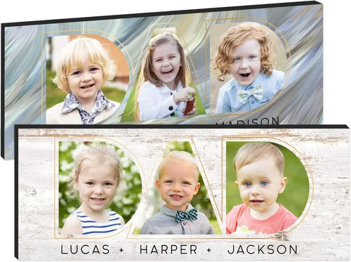 Vista 9 de Regalos para papá de hija, hijo – Dad Photo Sign personalizado con imágenes de niños – 11 x 5 pulgadas y 18 x 7 pulgadas – 10 colores de fondo