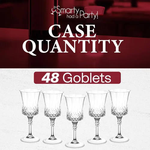 Vista 6 de Smarty Had A Party Copas de vino de plástico, paquete de 48 copas de vino desechables grandes de 11 onzas con tallo, vasos transparentes resistentes