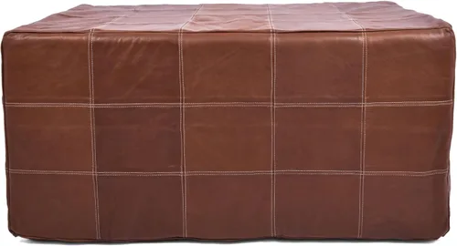 Vista 12 de Marrakesh Gallery - Funda de puf marroquí, otomana redonda y grande de piel, decoración bohemia para sala de estar, reposapies, sin relleno