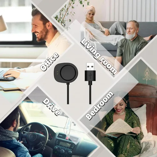 Vista 6 de Cable cargador USB compatible de 3.3 pies para Amazfit T-Rex 3 Balance 2 Helio Strap Estación de carga Dock
