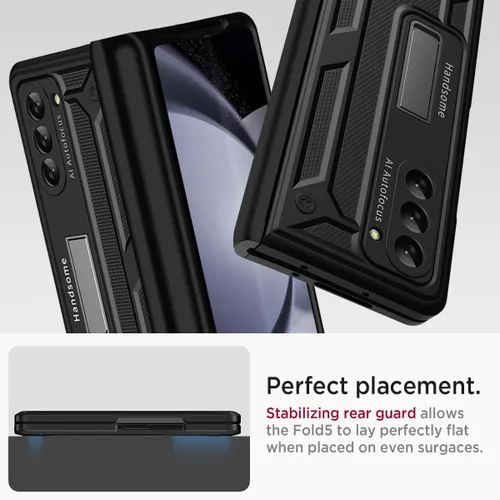 Vista 5 de Miimall Funda para Samsung Galaxy Z Fold 5 con protección de bisagra, protector de pantalla incorporado Kickstand Funda protectora de PC de cuerpo