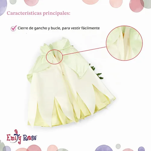 Vista 5 de Emily Rose Ropa de muñeca de 18 pulgadas, vestido de princesa de 5 piezas, vestido de disfraz de Halloween y accesorios con corona, collar, guantes