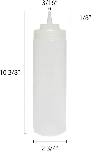 Vista 6 de TrueCraftware - Juego de 6 botellas dispensadoras de condimentos transparentes de boca ancha de 24 onzas, a prueba de fugas, botellas para aderezo