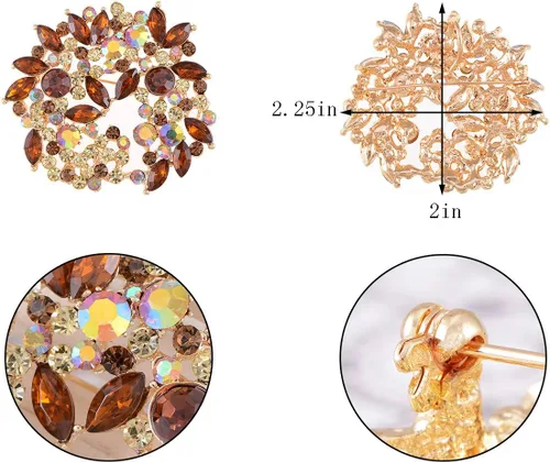 Vista 3 de Alilang Broche de corona floral de cristal púrpura lavanda violeta