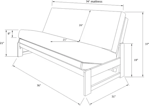 Vista 2 de Kodiak Furniture Aspen - Juego de futón con acabado de moca Reclaim, Oregon Trail Java, completo