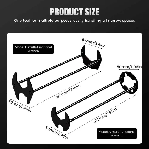 Vista 6 de 2 Piezas Llave Multifuncional para Fregadero, Herramienta de Llave para Grifo de Fregadero Herramienta de Fontanería, Llave para Grifo de Fregadero