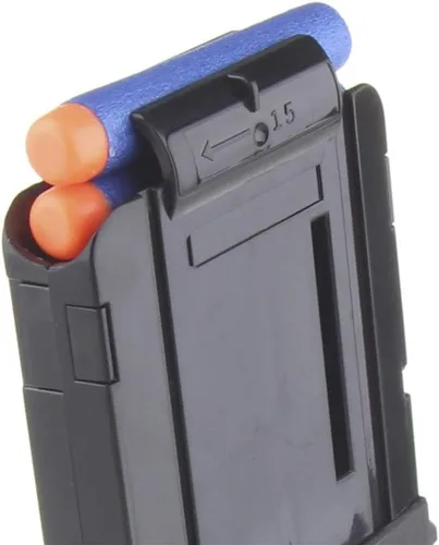 Vista 5 de WORKER F10555 15 dardos bala clips de uso común moldeo por inyección revista clip táctico para Nerf N-Strike Elite Negro