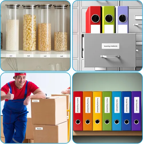Vista 6 de Thinp 120 bolsillos autoadhesivos, etiquetas transparentes para carpetas de archivos de 1 x 3 pulgadas, bolsillos adhesivos transparentes con parte