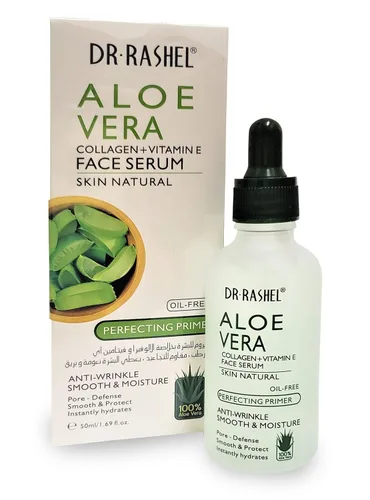 Vista 2 de Dr Rashel Aloe Vera Colágeno + Vitamina E Suero facial Antiarrugas, suaviza al instante e hidrata la piel, tamaño 1.69 onzas