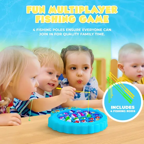 Vista 10 de IPIDIPI TOYS Juego de pesca para niños, 21 peces y 4 bastones - azul