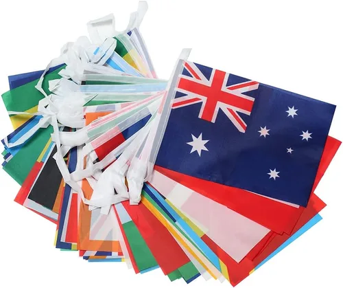 Vista 3 de Banderas de 100 países, bandera nacional de cadena internacional, bandera de países del mundo en todos los continentes, eventos deportivos