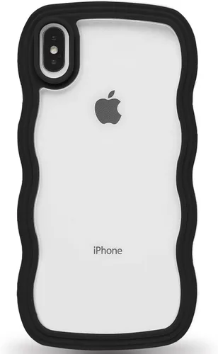 Vista 20 de Anuck Funda para iPhone 13 Pro con borde ondulado, diseño trasero transparente, agarre antideslizante, forma de marco rizado ondulado, a prueba