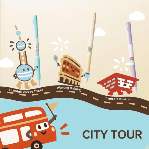 Vista 2 de Kaco K7 SHANGHAI City Bolígrafos de gel 3 piezas, bolígrafos de tinta negra 0.5mm de punta fina, longitud de escritura de hasta 600 metros, secado