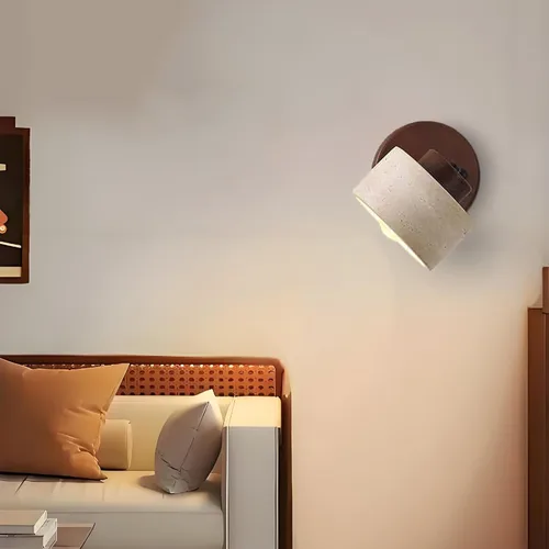 Vista 3 de Aplique de pared ajustable de piedra natural - Lámpara de baño de mármol con cableado directo, lámpara rústica de estilo campestre, iluminación