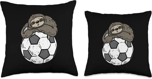 Vista 3 de Soccer Decor Men Women Boys Girls Kids GIfts Almohada de perezoso durmiendo en pelota de fútbol, animales de fútbol, para hombres y mujeres, niños