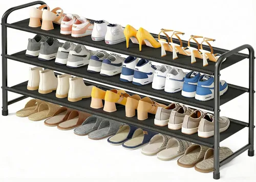 Vista 8 de MISSLO Zapatero largo de 2 niveles para armario, organizador de zapatos con capacidad para 18 pares, estante de almacenamiento de zapatos ancho