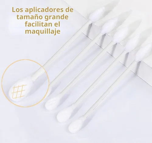 Vista 3 de Hisopos de algodón grueso con palo de papel con punta de precisión y aplanada, 375 piezas, excelentes herramientas de belleza para maquillaje eficaz