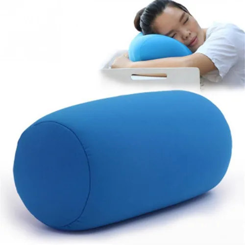 Vista 2 de ECYC Mini rollo almohada conveniente viaje azul almohadas micro talón cojín trasero, 11.8x6.3 in