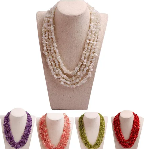 Vista 17 de GEM-Inside - Collar de piedras preciosas moradas con cuentas de cuarzo morado, dije bohemio de moda con soporte de babero, collar de cuentas