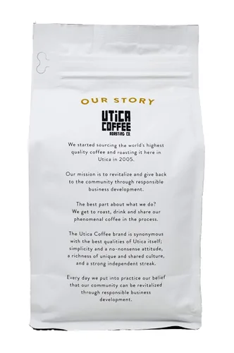 Vista 2 de Utica Coffee Roasting Co. Adirondack Specialty - Café molido tostado medio Bolsa resellable de 16 onzas