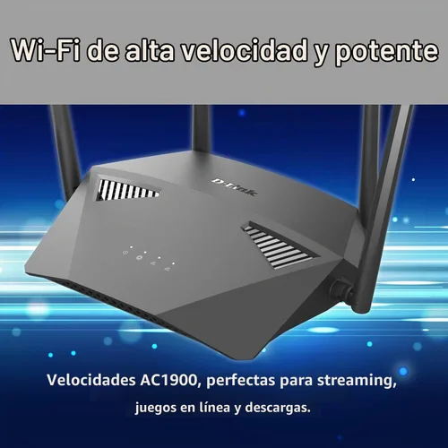 Vista 3 de D-Link DIR-1950 IEEE 802.11ac Router inalámbrico Ethernet - Banda ISM de 2.40 GHz - Banda UNII de 5 GHz - 4 x antenas (4 x externas) - Velocidad