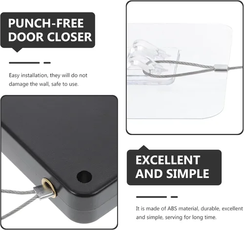 Vista 4 de iplusmile Cierre de puerta sin perforaciones para puertas corredizas mosquitera, cierre automático adhesivo para dormitorio, baño y puertas