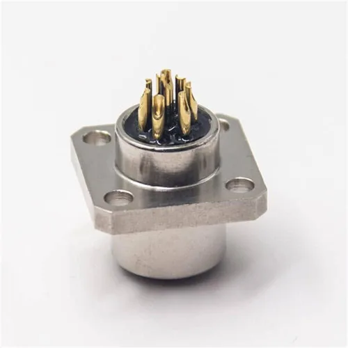 Vista 3 de Elecbee M12 conector hembra 8 Pin Socket 4 agujero brida montaje soldadura taza para cable