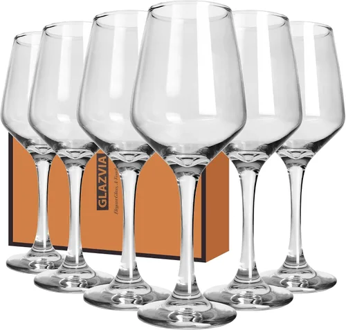 Vista 15 de Juego de 6 copas de vino ámbar con tallo de 12 onzas, gruesas y coloridas, aptas para lavavajillas, para rojo o blanco, regalo para fiestas