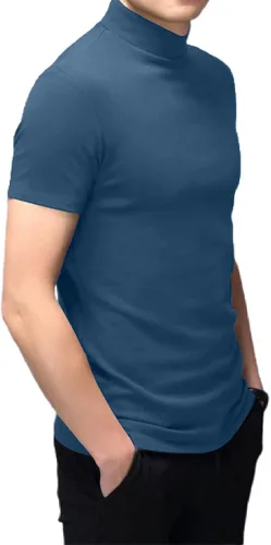 Vista 3 de Rela Bota Camisetas de moda para hombre, ropa interior térmica, camisetas de media manga corta de cuello alto, ajuste delgado, básicas
