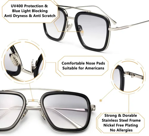 Vista 5 de LianSan - Gafas de sol con montura de metal para hombre y mujer