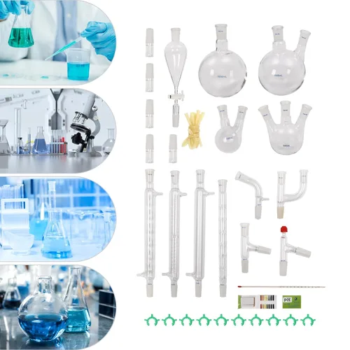 Vista 3 de 32PCS Lab Chemilcal Unit, 24/40 juntas de vidrio química orgánica laboratorio cristalería kit