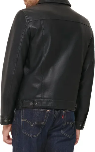 Vista 2 de Levi's Chaqueta de camionero clásica de piel sintética para hombre