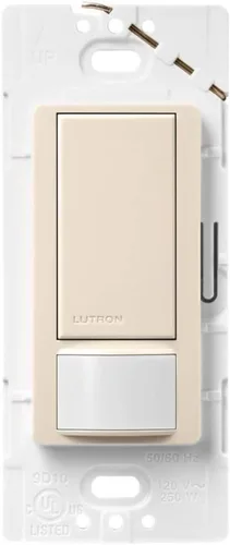 Vista 14 de Lutron Maestro Interruptor de luz con sensor de movimiento y placa de pared para baño, garaje, lavandería, cualquier bombilla, sensor de ocupación