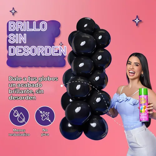 Vista 5 de Party Shine - Aerosol de silicona para globos de látex, aroma dulce de chicle, impermeable, fórmula antideslizante, brillo de globo, perfecto