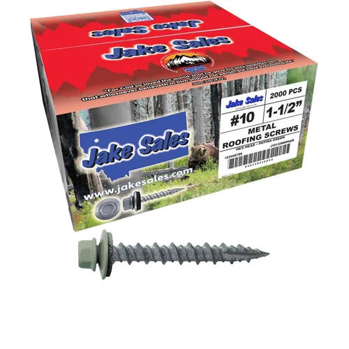 Vista 71 de 10 tornillos para techos de metal gris ABC de 1-1/2 pulgadas, cabezal de arandela hexagonal, arranque automático/roscado, arandela EPDM. 1 bolsa