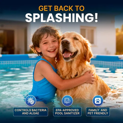 Vista 3 de Tabletas de cloro para piscina Pool Shark - Tabletas de cloro de 3 pulgadas - Tabletas de cloro activo al 90% de disolución lenta - Productos