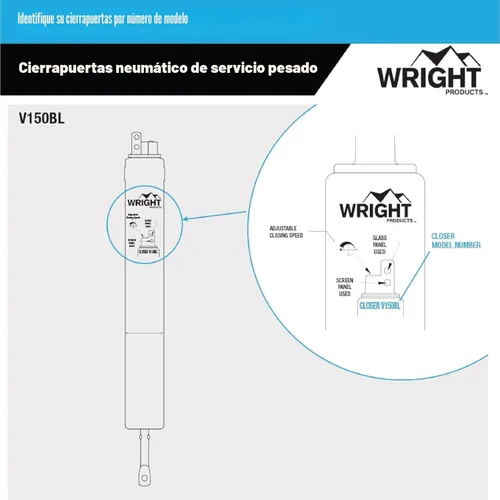Vista 6 de Wright Products V150BL Cierre neumático muy resistente, negro.