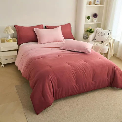 Vista 15 de Koniroom 6-Piece Pink Comforter Set Twin Size - Reversible Beige White Flower Bed in a Bag with Sheets, Pillowcases, Shams, and Decorative Pillow