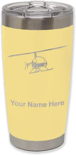 Vista 15 de LaserGram Vaso aislado al vacío de 20 onzas, helicóptero 2, grabado personalizado incluido (negro)