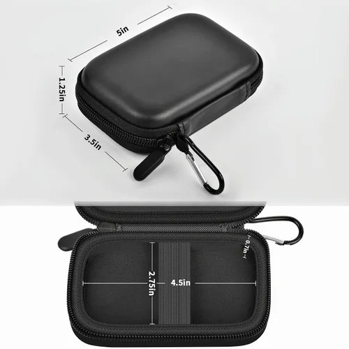 Vista 6 de GWCASE - Funda para Samsung T9/T7/T7 Shield SSD, antigolpes, color negro Anti-Shock Bubble Lining; Elastic Band + Carabiner; Mesh Pocket for