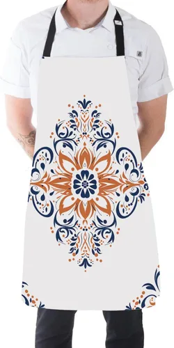 Vista 5 de Moslion Apron 31x27 Inch Kitchen Chef Waitress Cook Aprons Bib with Adjustable Neck for Women Men