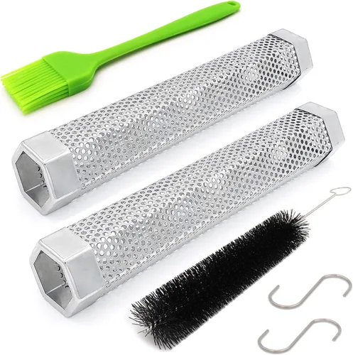 Vista 6 de Tubo ahumador de pellets de 12 pulgadas para parrilla de pellets, paquete de 2, generador de ahumador frío para barbacoa, tubo de pellets de madera