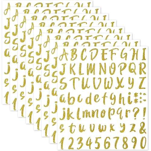 Vista 14 de 576 piezas de 8 hojas de calcomanías de letras de graduación, letras de vinilo autoadhesivas, calcomanías de números del alfabeto, calcomanías