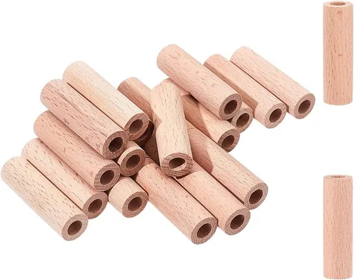 Vista 20 de NBEADS 100 piezas de 40 mm de piezas de madera sin terminar en forma de anillo, adornos circulares blancos antiguos anillos de unión de madera