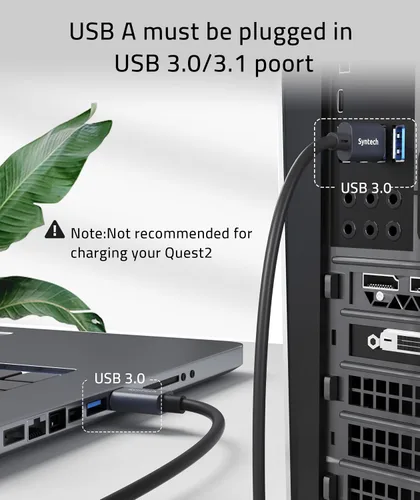 Vista 9 de Syntech Estuche rígido grande con cable de enlace de 16 pies16.4 ft compatible con OculusMeta Quest2