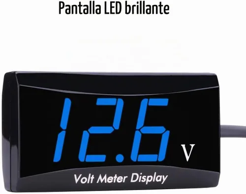 Vista 3 de Voltímetro digital de auto DC 12 V – AIMILAR con pantalla LED, medidor de voltaje para auto o motocicleta (Azul)