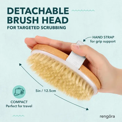 Vista 5 de Cepillo de ducha de mango largo de 20 pulgadas, cepillo de espalda de cerdas naturales, mango ergonómico + agarre antideslizante de silicona, gran